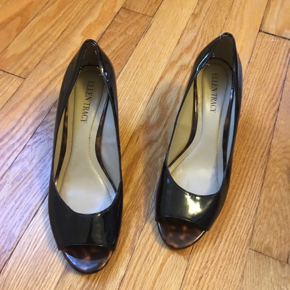 Treat Yourself Black Tweed Peep Toe Wedges main image 0